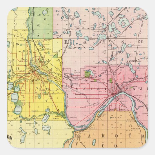 Paul, Minneapolis, Minnesota Quadratischer Aufkleber (Vorderseite)