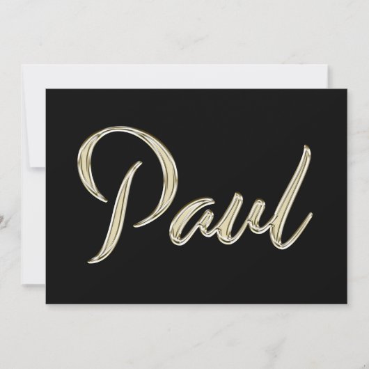 Paul Name white gold Handwriting Karte (Vorderseite)