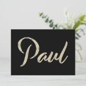 Paul Name white gold Handwriting Karte (Stehend Vorderseite)