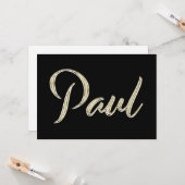 Paul Name white gold Handwriting Karte (Vorderseite/Rückseite Beispiel)
