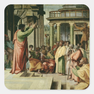 Paul Preaching at Athens (Cartoon für den Sist Quadratischer Aufkleber