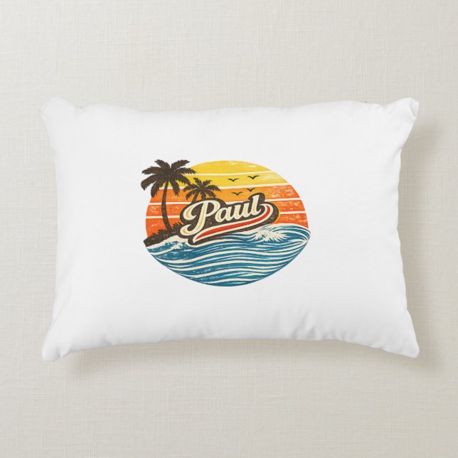 Paul Retro Sunset Name Design Dekokissen (Vorderseite)