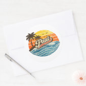 Paul Retro Sunset Name Design Runder Aufkleber (Umschlag)