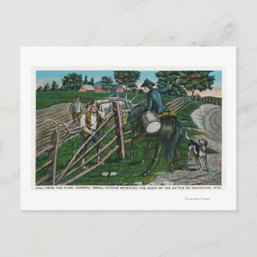 Paul Revere informiert Gen. Israel Putnam Postkarte (Vorderseite)