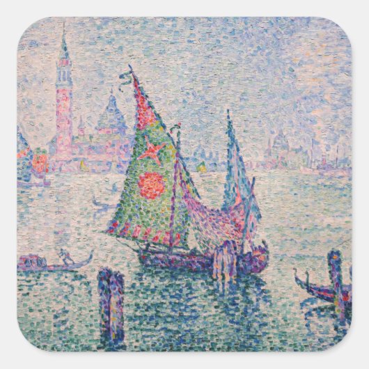 Paul Signac - Das grüne Segel Quadratischer Aufkleber (Vorderseite)