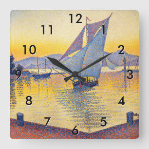 Paul Signac - Der Hafen bei Sonnenuntergang, Opus  Quadratische Wanduhr