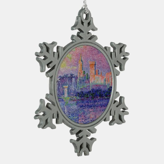 Paul Signac- der päpstliche Palast, Avignon Schneeflocken Zinn-Ornament (Links)