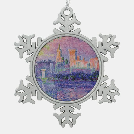 Paul Signac- der päpstliche Palast, Avignon Schneeflocken Zinn-Ornament (Vorderseite)