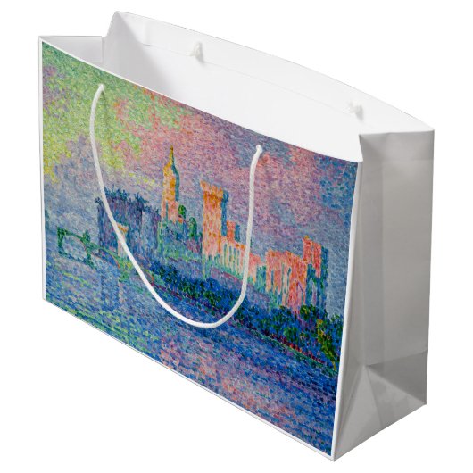 Paul Signac - Der Papstpalast, Avignon Große Geschenktüte (Rückseite Schrägansicht)