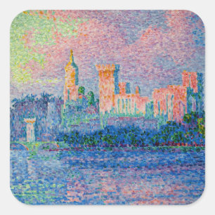 Paul Signac - Der Papstpalast, Avignon Quadratischer Aufkleber