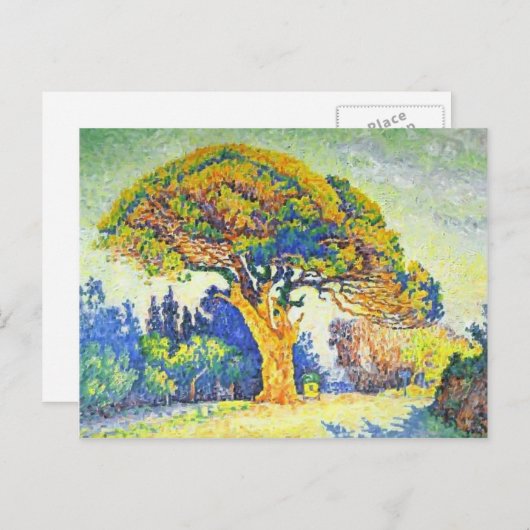 Paul Signac - Der Pine Tree in St. Tropez Postkarte (Vorne/Hinten)