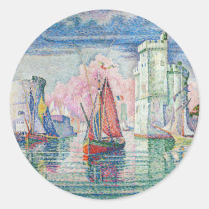 Paul Signac - Eingang des Hafens von La Rochelle Runder Aufkleber