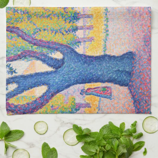 Paul Signac - Fountain des Lices, Saint-Tropez Geschirrtuch (Gefaltet)