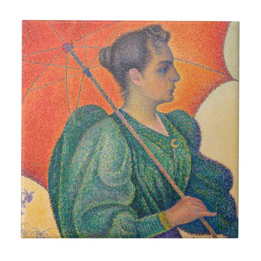 Paul Signac - Frau mit Sonnenschirm Fliese (Vorderseite)