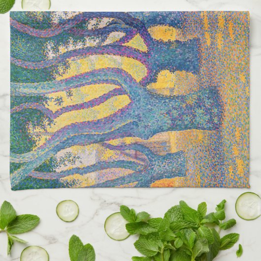 Paul Signac - Place des Lices, Saint-Tropez Geschirrtuch (Gefaltet)