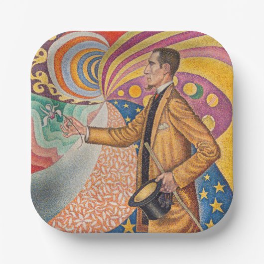 Paul Signac - Portrait von Felix Feneon, Opus 217 Pappteller (Vorderseite)