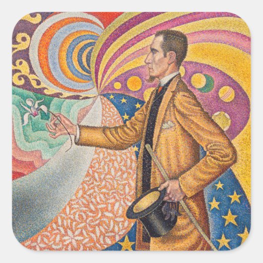 Paul Signac - Portrait von Felix Feneon, Opus 217 Quadratischer Aufkleber (Vorderseite)