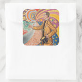 Paul Signac - Portrait von Felix Feneon, Opus 217 Quadratischer Aufkleber (Tasche)