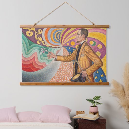 Paul Signac - Portrait von Felix Feneon, Opus 217 Wandteppich Mit Holzrahmen (Schlafzimmer)
