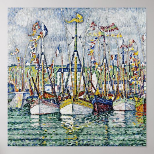 Paul Signac - Segen der Thunfischflotte in Groix. Poster (Vorne)