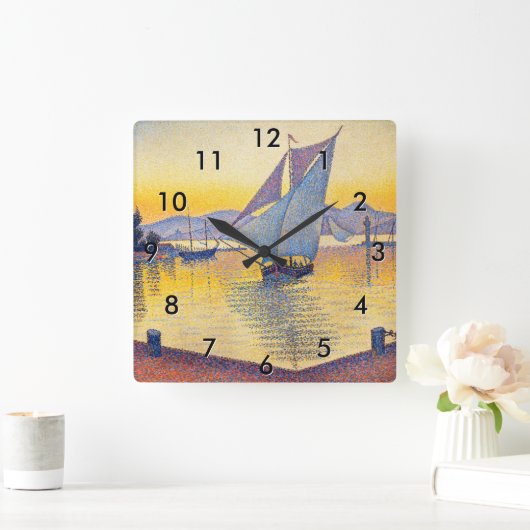 Paul Signac - The Port at Sunset, Opus 236 Quadratische Wanduhr (Zuhause)