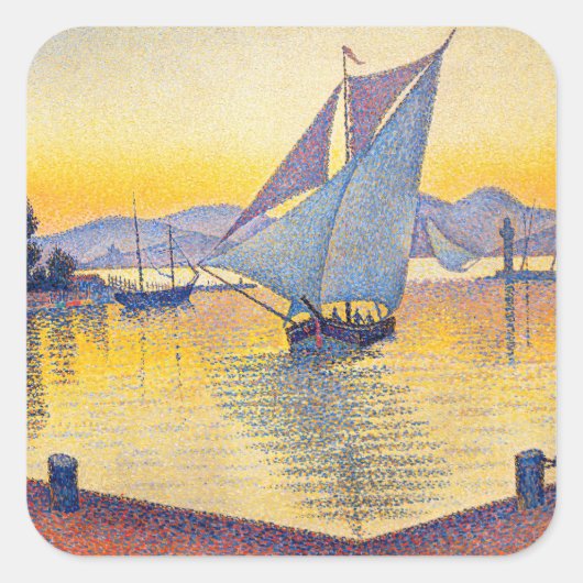 Paul Signac - The Port at Sunset, Opus 236 Quadratischer Aufkleber (Vorderseite)