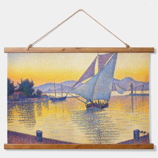 Paul Signac - The Port at Sunset, Opus 236 Wandteppich Mit Holzrahmen (Vorne)