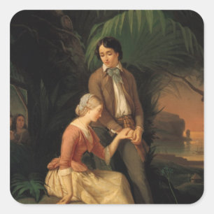Paul und Virginie Quadratischer Aufkleber