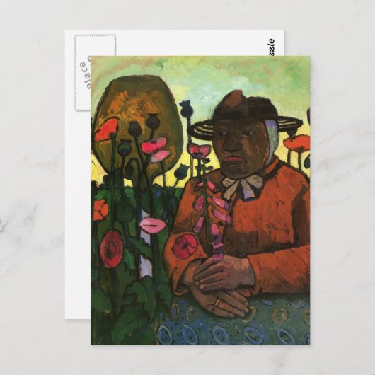 Paula Modersohn-Becker - Alte Frau im Garten Postkarte (Vorne/Hinten)