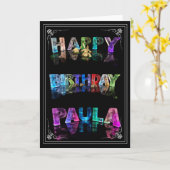 Paula - Name in Lights Grußkarte (Foto) Karte (Gelbe Blume)