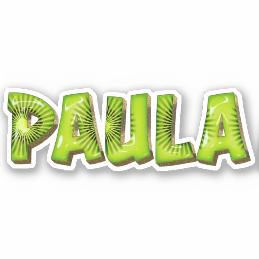 Paula Name Kiwi Design Aufkleber Sticker (Vorderseite)