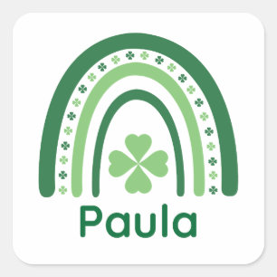 Paula Name Klee Boho Regenbogen Quadratischer Aufkleber