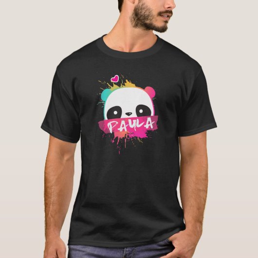 PAULA - Schöner Mädchenname mit Adorable Panda T-Shirt (Vorderseite)