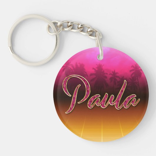 Paula Vorname Name golden pink Schlüsselanhänger (Vorderseite)