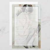 Paulette-Lesung, die auf ihrem Spielzeug-Hund Briefpapier (Vorne/Hinten)