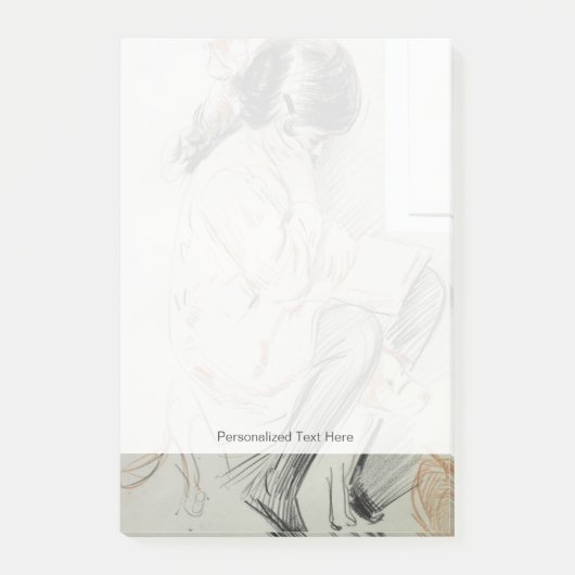 Paulette-Lesung, die auf ihrem Spielzeug-Hund Post-it Klebezettel (Vorderseite)