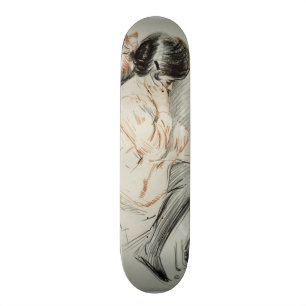 Paulette-Lesung, die auf ihrem Spielzeug-Hund Skateboard