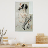 Paulette Reading sitzt auf ihrem Spielzeughund Poster (Küche)