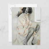 Paulette Reading sitzt auf ihrem Spielzeughund Postkarte (Vorne/Hinten)