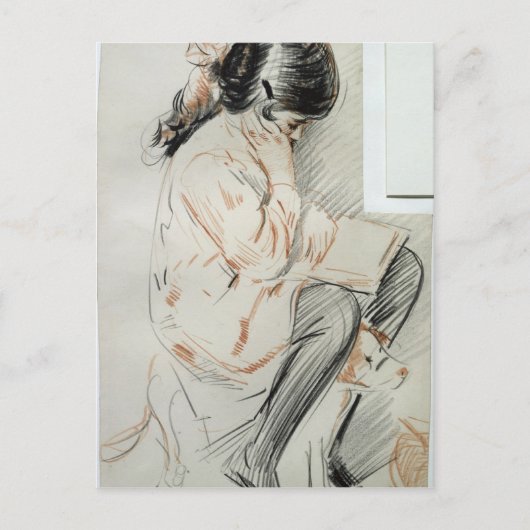 Paulette Reading sitzt auf ihrem Spielzeughund Postkarte (Vorderseite)