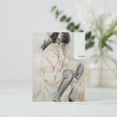 Paulette Reading sitzt auf ihrem Spielzeughund Postkarte (Stehend Vorderseite)