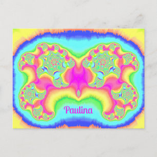 PAULINA ~ BOLD ~ FLUORO PINK ~ 3D-Fraktal Design ~ Postkarte