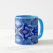 PAULINA ~ Zany 3D Fraktal ~ Blauer Schatten Tasse (VorderseiteRechts)