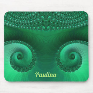 PAULINA ~ Zany Shades of Green Fraktal Pattern Mousepad