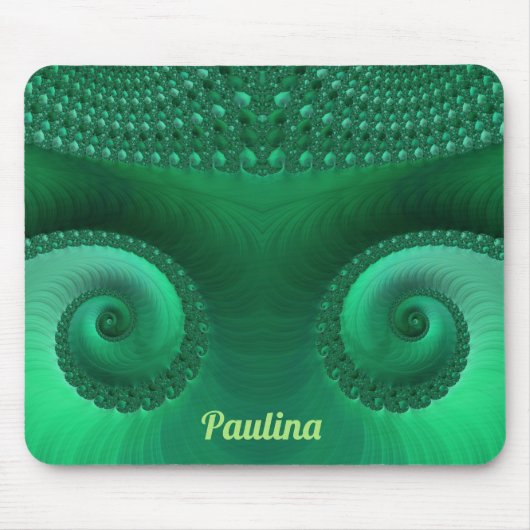 PAULINA ~ Zany Shades of Green Fraktal Pattern Mousepad (Vorne)
