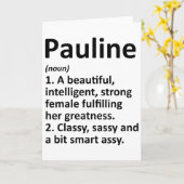 Pauline Definition Personalisierter Name Lustiges Karte (Gelbe Blume)