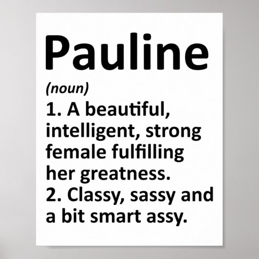 Pauline Definition Personalisierter Name Lustiges Poster (Vorne)