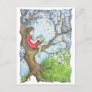Pauline liest den Baum hoch Postkarte