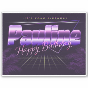 Pauline Name Vorname lila retro Sticker Geburtstag