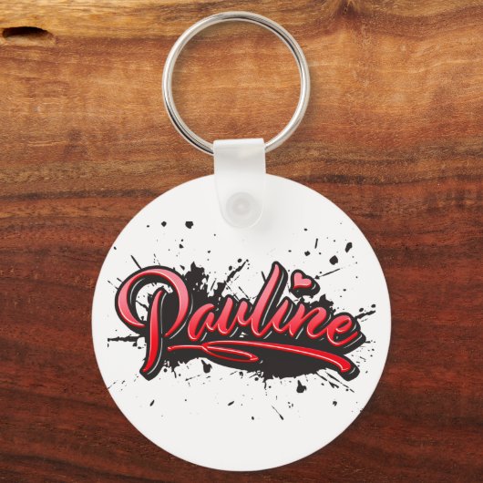 Pauline red Heart Graffiti Schlüsselanhänger (Vorderseite)